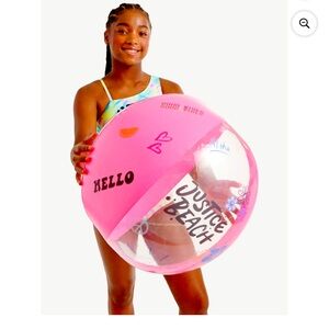 Justice 18" Inflatable Beach Ball includes 8 Sheets of Stickers and Markers, 6+